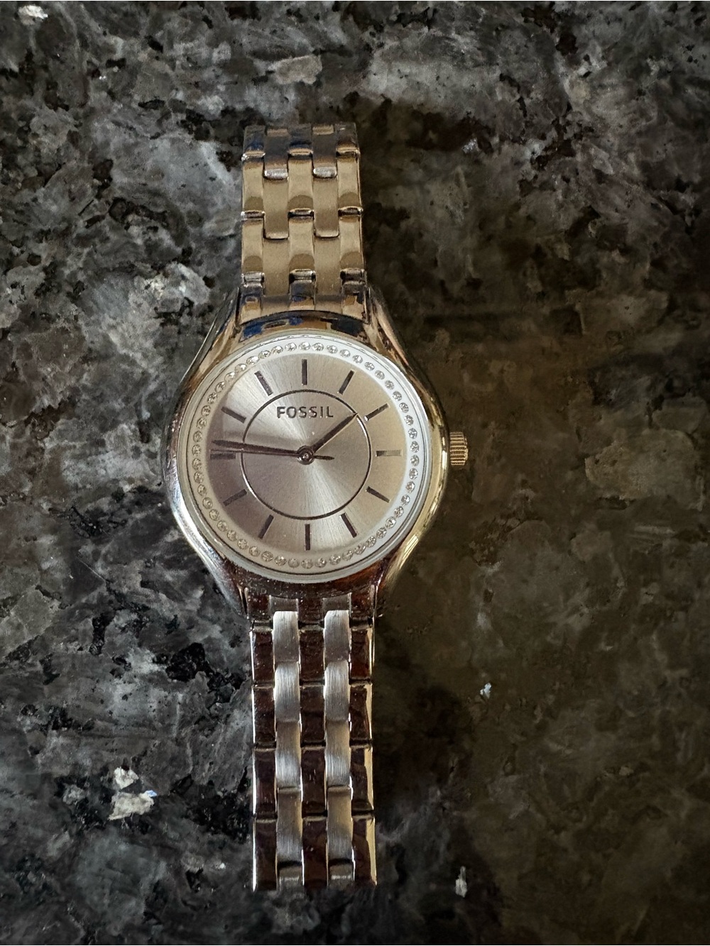 Fossil Stainless Steel Women’s Bracelet Watch with Crystal Accents